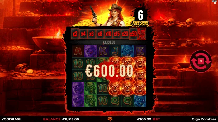 Giga Zombies - vinningar meðan á Free spins stendur