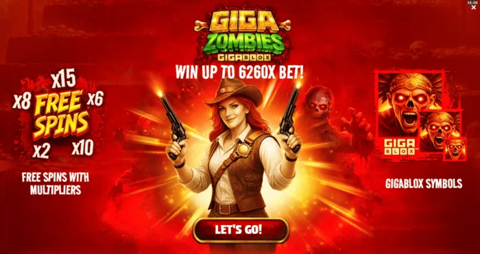 Giga Zombies - aðalvalmynd með val á veðmáli